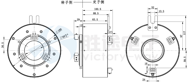 單路600A大電流滑環(huán)尺寸圖