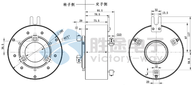 單路360A大電流滑環(huán)尺寸圖