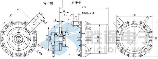 4路25A粉塵防爆滑環(huán)尺寸圖
