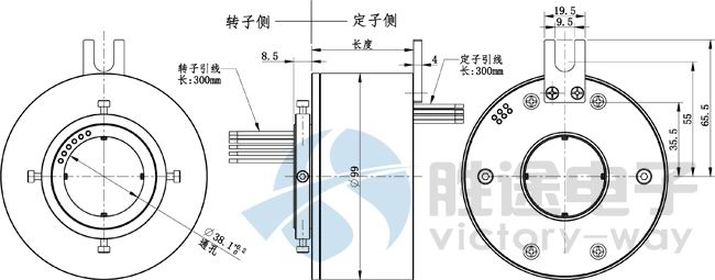 VT38導(dǎo)電滑環(huán)尺寸圖